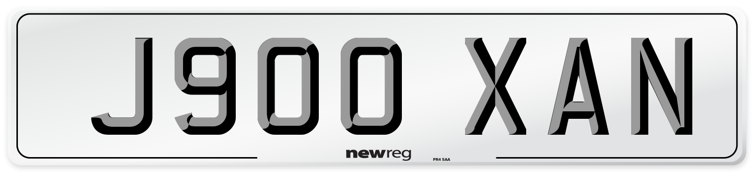 J900 XAN Number Plate from New Reg